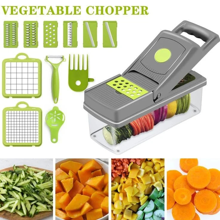 Multipurpose Vegetable and Fruit Chopper Cutter - Grater, Peeler, Chipper, Unbreakable