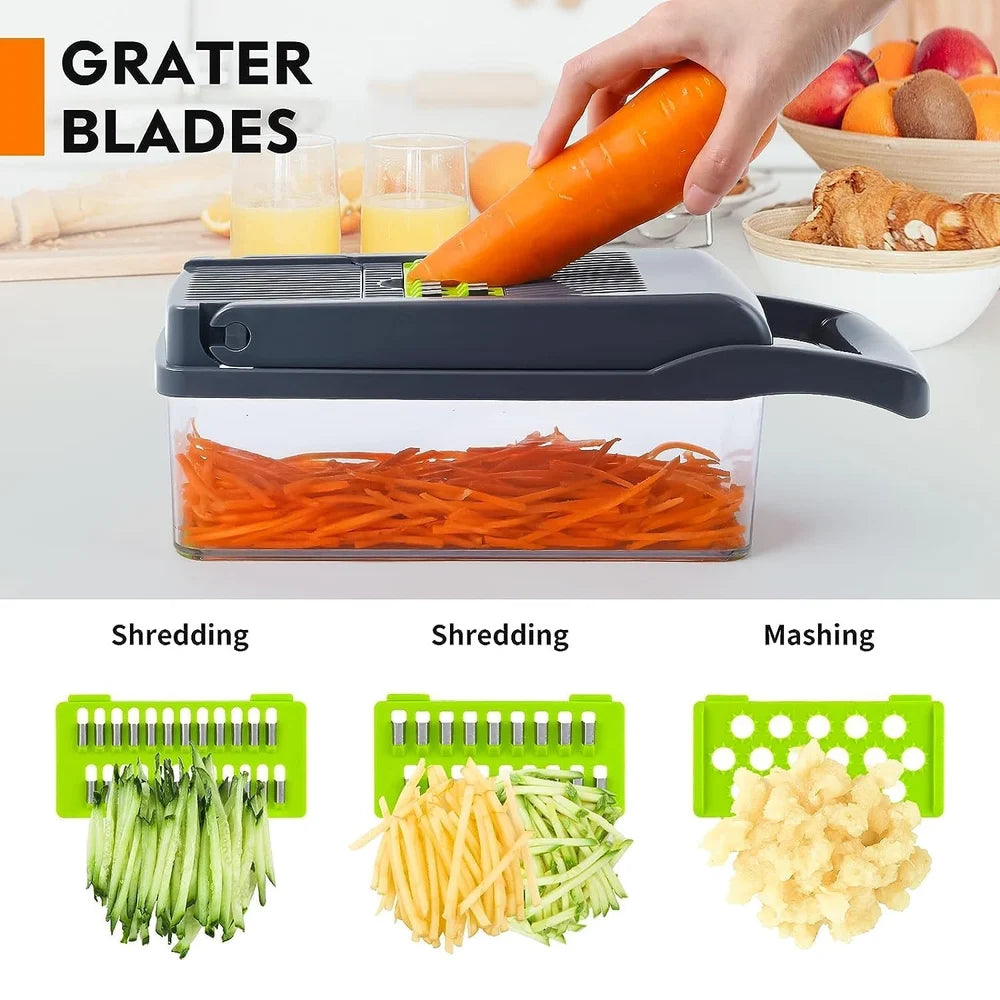 Multipurpose Vegetable and Fruit Chopper Cutter - Grater, Peeler, Chipper, Unbreakable